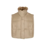 Woman wearing Yves Salomon shearling fur coat – luxury outerwear at Luxury Shoes 