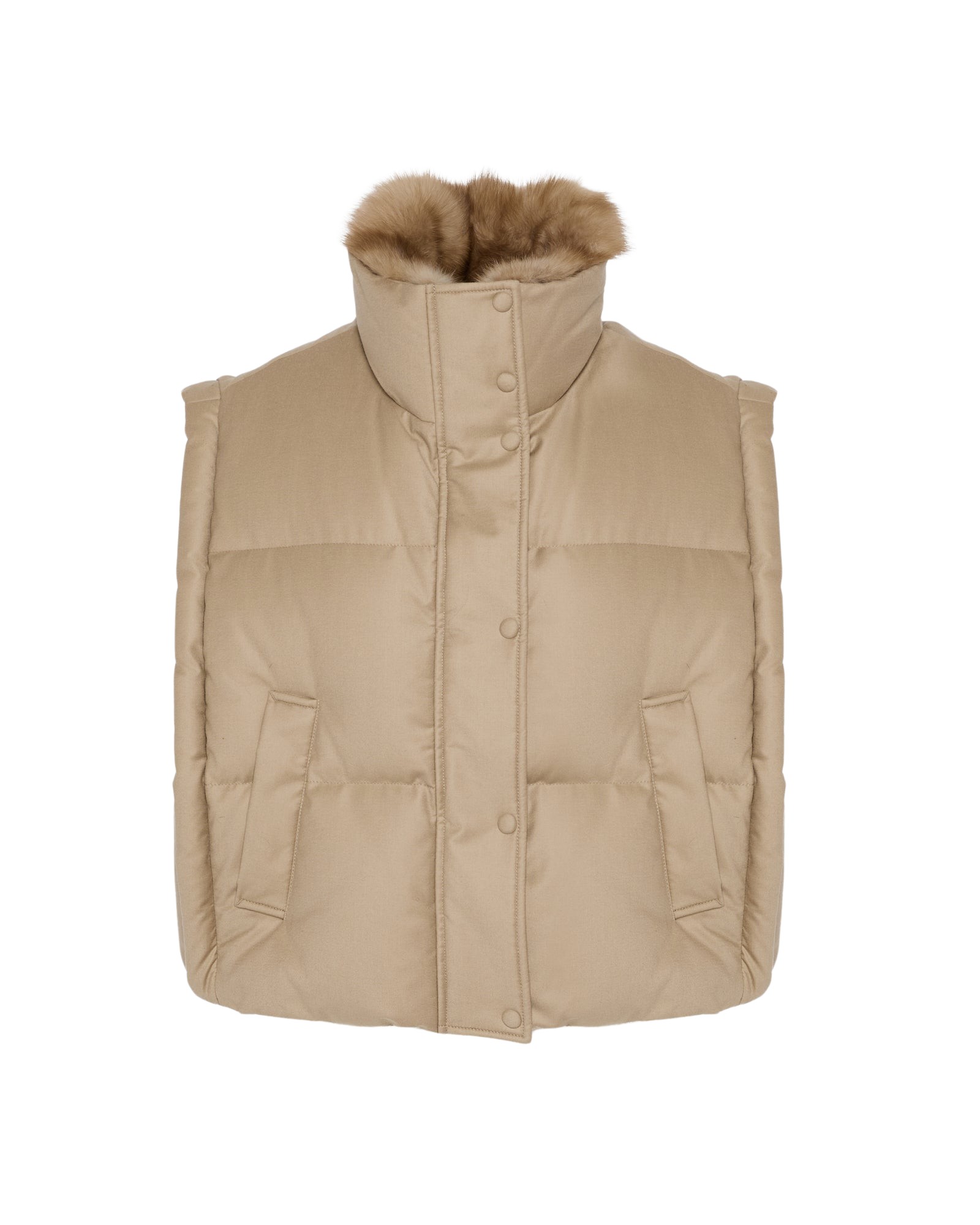 Yves Salomon Flannel gilet with sable fur collar Coat