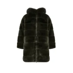 Woman wearing Yves Salomon shearling fur coat – luxury outerwear at Luxury Shoes 