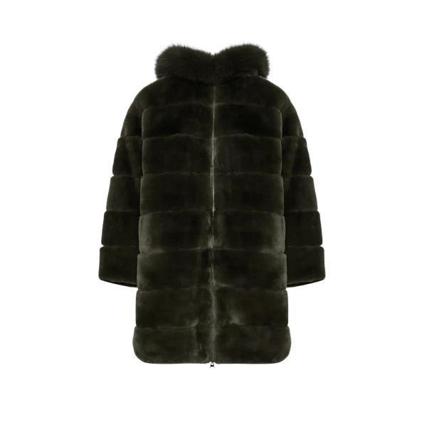 Woman wearing Yves Salomon shearling fur coat – luxury outerwear at Luxury Shoes 