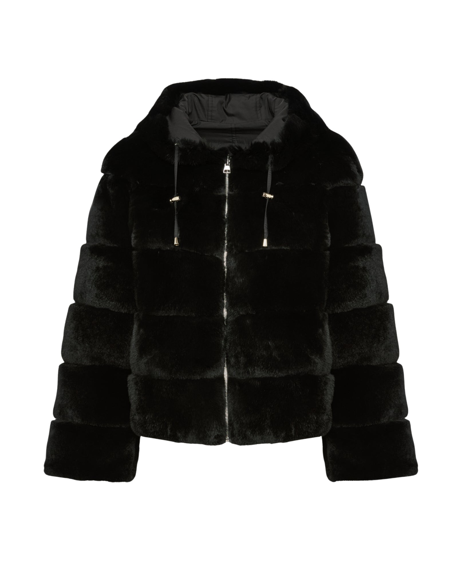 Yves Salomon Hooded jacket in technical fabric reversible rex rabbit fur