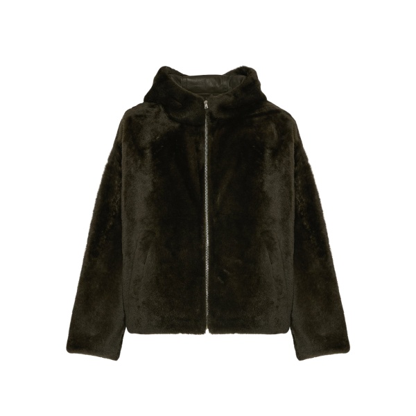 Woman wearing Yves Salomon shearling fur coat – luxury outerwear at Luxury Shoes 