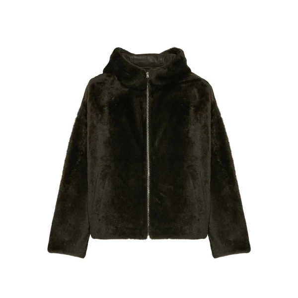 Woman wearing Yves Salomon shearling fur coat – luxury outerwear at Luxury Shoes 