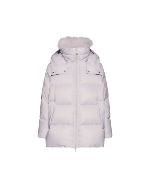 Woman wearing Yves Salomon shearling fur coat – luxury outerwear at Luxury Shoes 