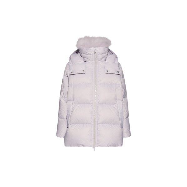 Woman wearing Yves Salomon shearling fur coat – luxury outerwear at Luxury Shoes 