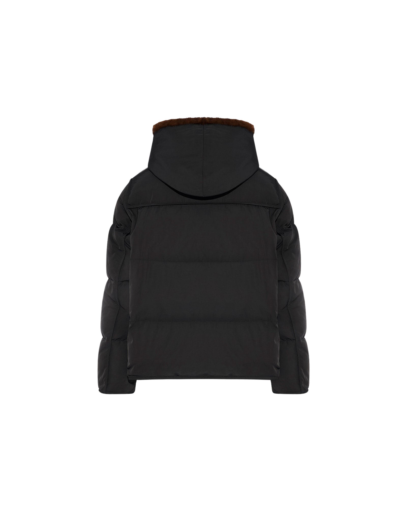 Yves Salomon Iconic “A” line down jacket with mink fur hooded bib