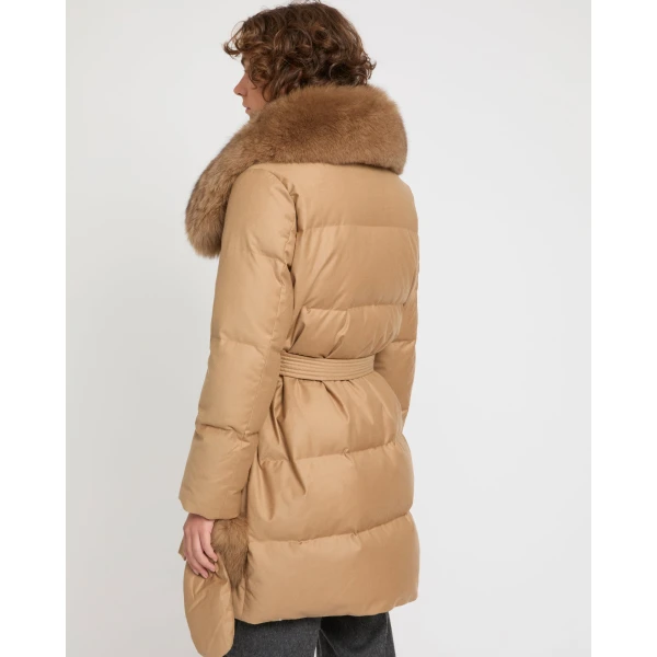 Woman wearing Yves Salomon shearling fur coat – luxury outerwear at Luxury Shoes 