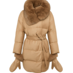 Woman wearing Yves Salomon shearling fur coat – luxury outerwear at Luxury Shoes 
