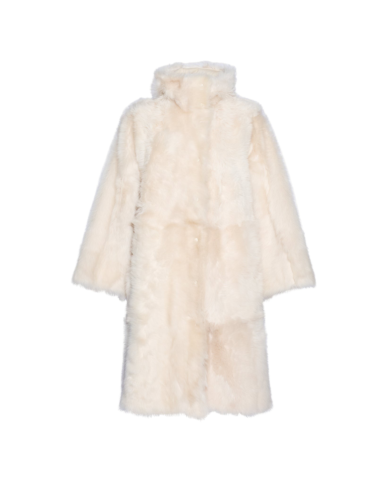 Woman wearing Yves Salomon shearling fur coat – luxury outerwear at Luxury Shoes 