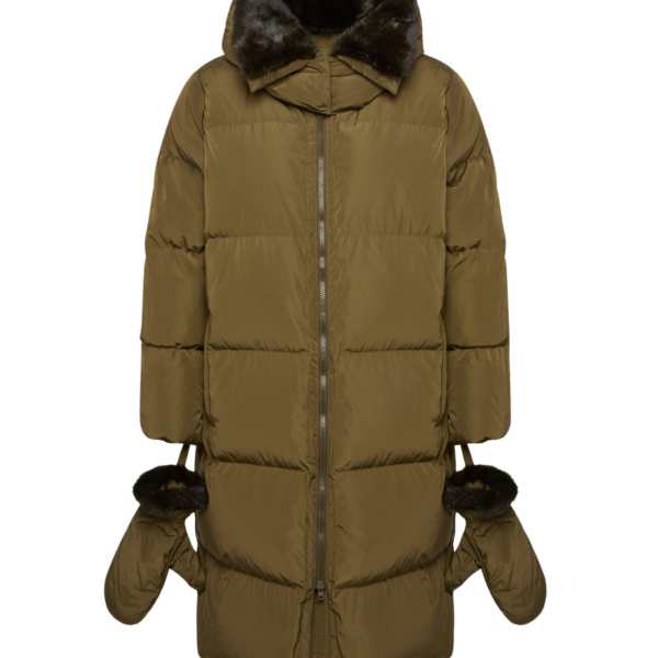 Yves Salomon Long belted down jacket in technical fabric