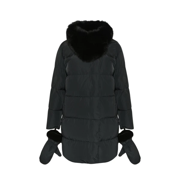 Woman wearing Yves Salomon shearling fur coat – luxury outerwear at Luxury Shoes 