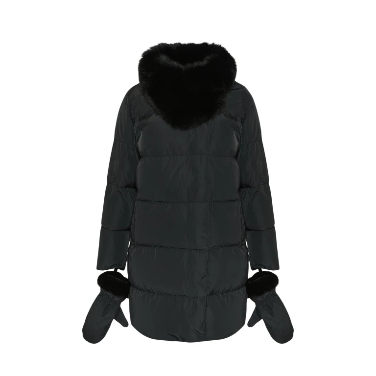 Woman wearing Yves Salomon shearling fur coat – luxury outerwear at Luxury Shoes 