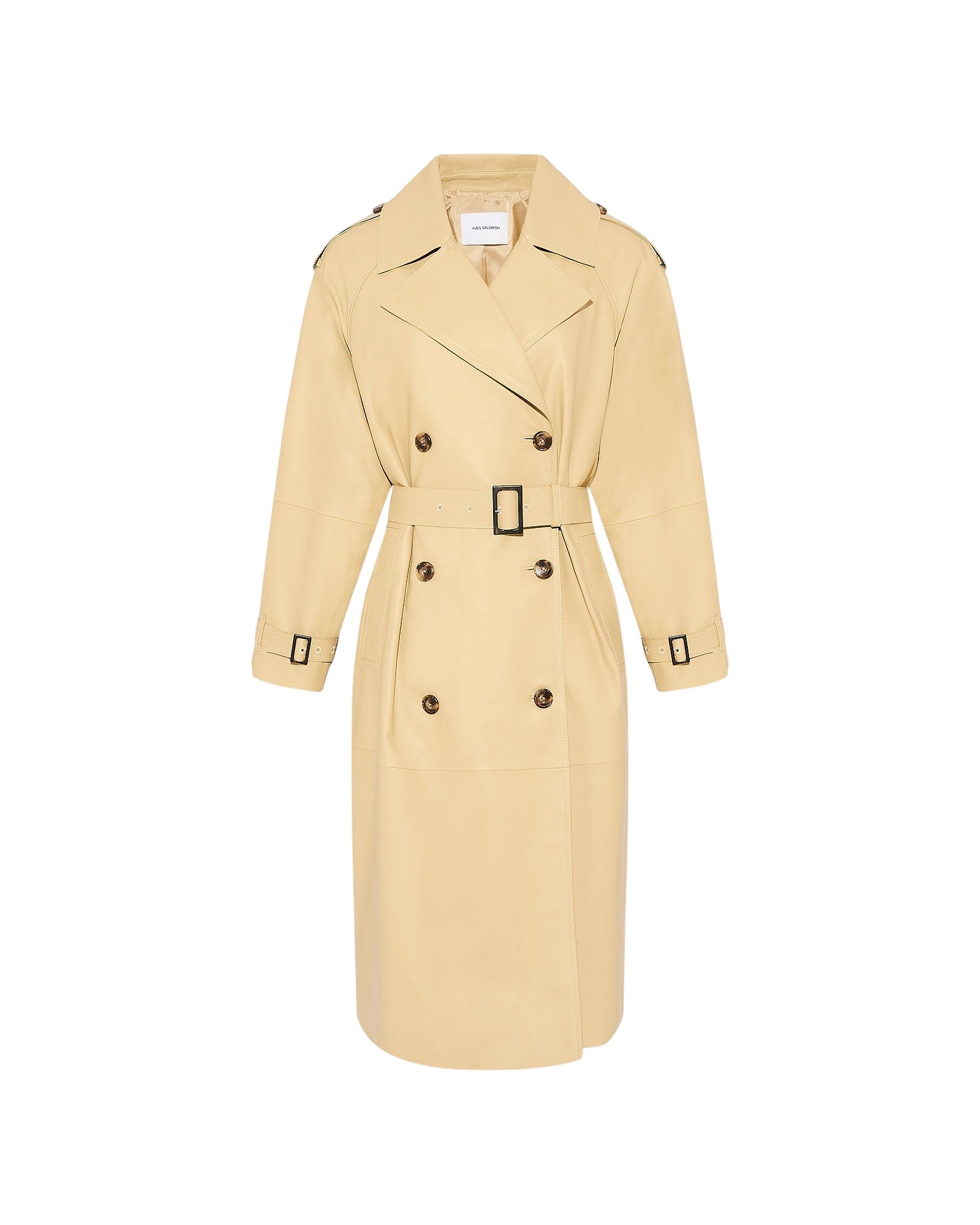 Yves Salomon Long belted trench coat in lamb leather