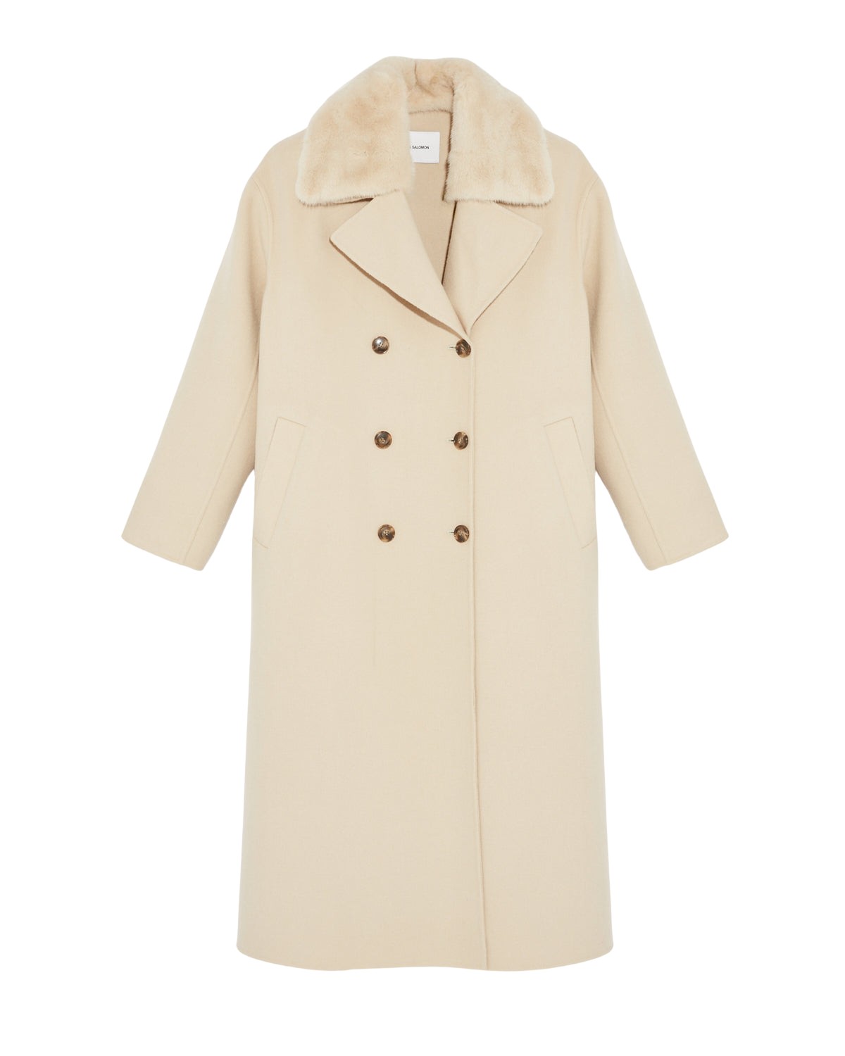 Yves Salomon Long cashmere wool coat with mink fur collar