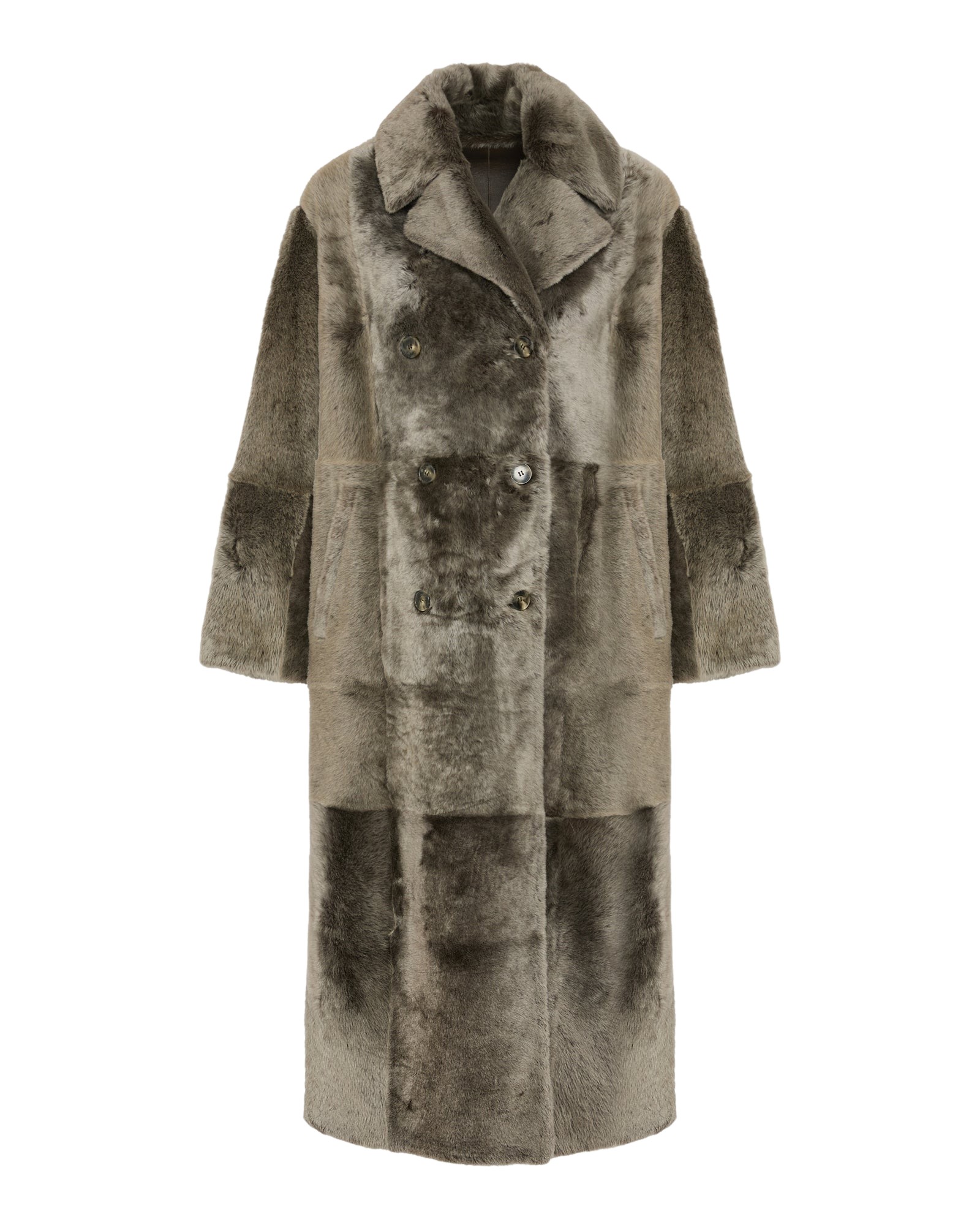 Yves Salomon Long double-breasted shearling coat