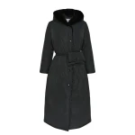 Woman wearing Yves Salomon shearling fur coat – luxury outerwear at Luxury Shoes 