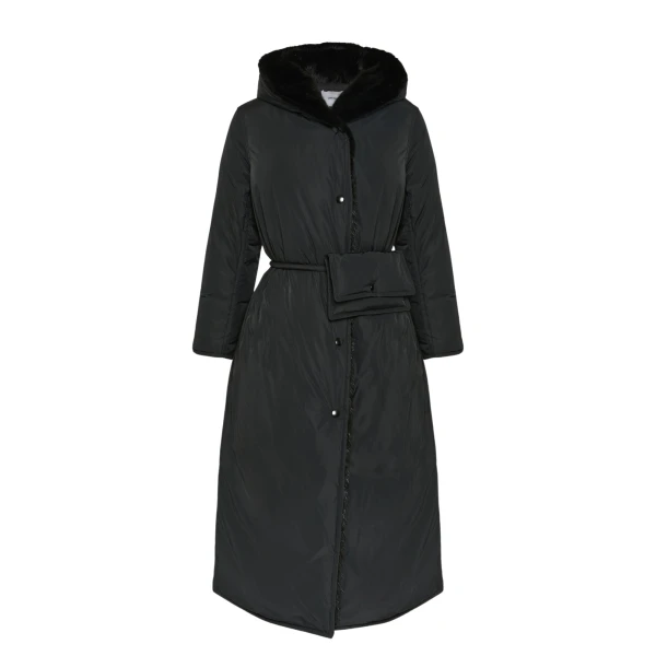Woman wearing Yves Salomon shearling fur coat – luxury outerwear at Luxury Shoes 