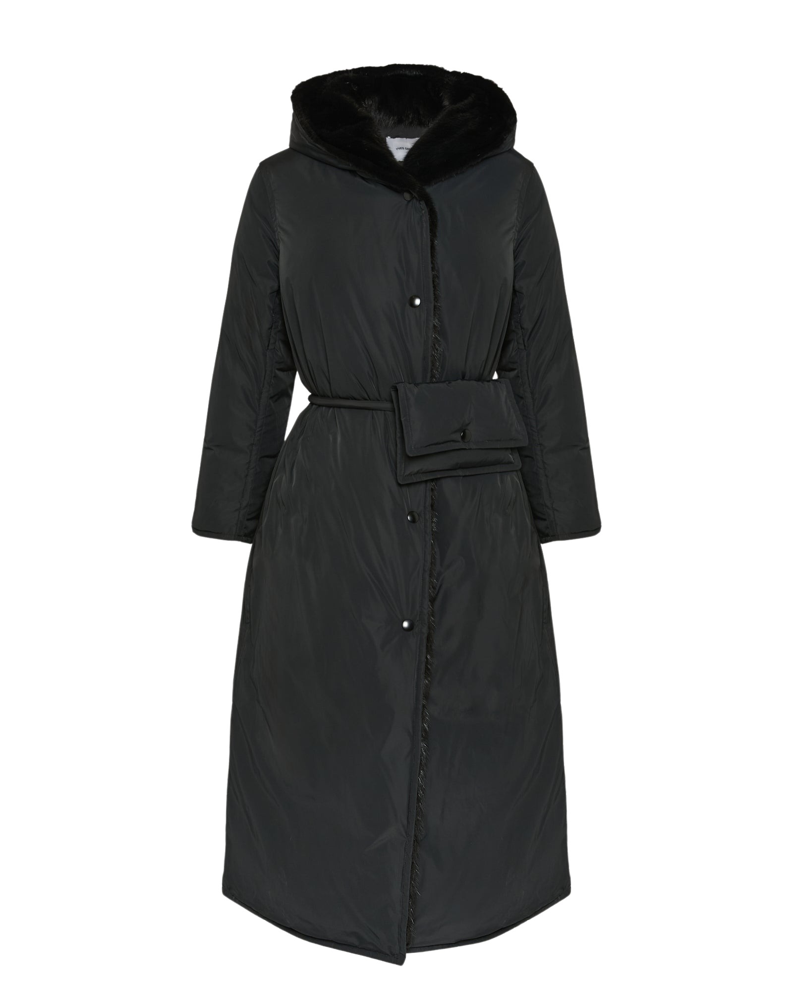 Woman wearing Yves Salomon shearling fur coat – luxury outerwear at Luxury Shoes 