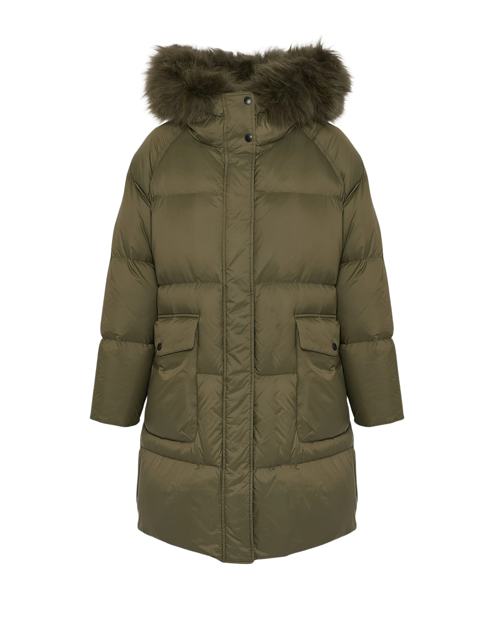 Yves-Salomon-Long-down-jacket-with-raglan-sleeves-and-fluffy-lambswool-trim-591280_nobg Woman wearing Yves Salomon shearling fur coat – luxury outerwear at Luxury Shoes