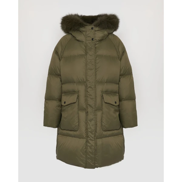 Woman wearing Yves Salomon shearling fur coat – luxury outerwear at Luxury Shoes 