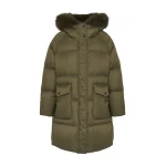 Woman wearing Yves Salomon shearling fur coat – luxury outerwear at Luxury Shoes 
