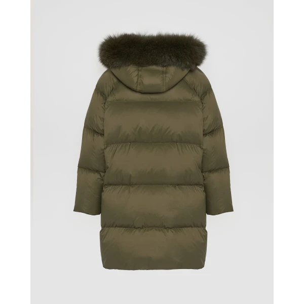 Woman wearing Yves Salomon shearling fur coat – luxury outerwear at Luxury Shoes 