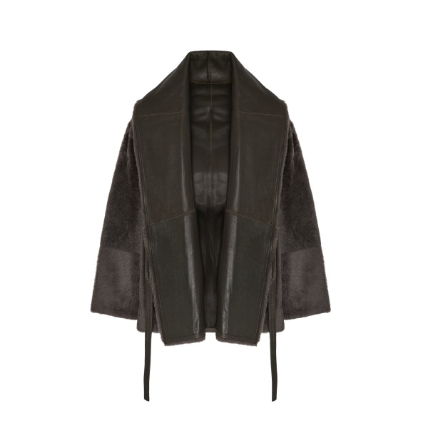 Woman wearing Yves Salomon shearling fur coat – luxury outerwear at Luxury Shoes 