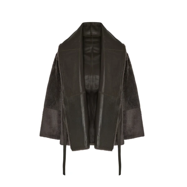 Woman wearing Yves Salomon shearling fur coat – luxury outerwear at Luxury Shoes 