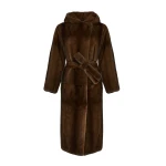 Woman wearing Yves Salomon shearling fur coat – luxury outerwear at Luxury Shoes 