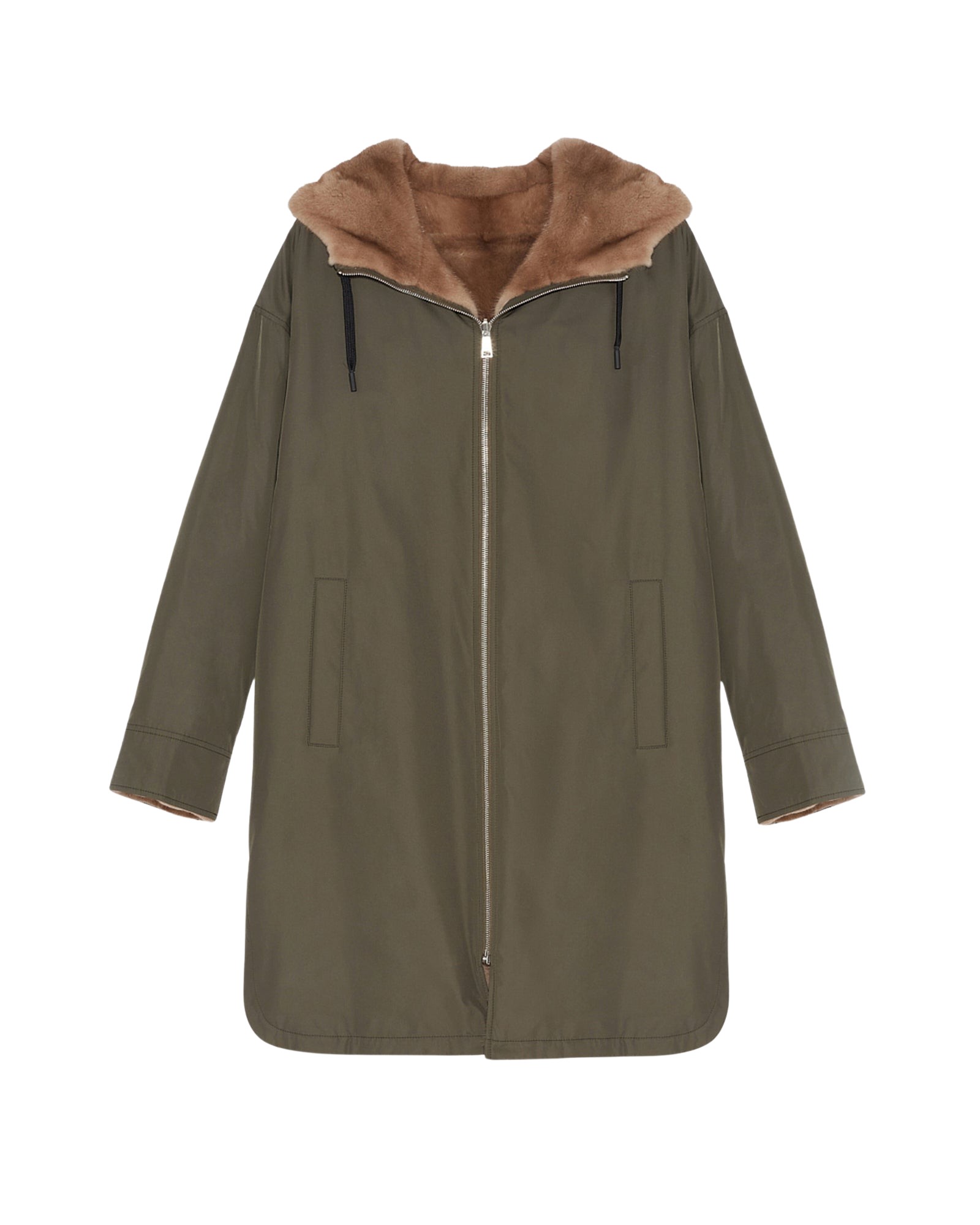 Yves Salomon Long reversible coat in technical fabric and mink fur