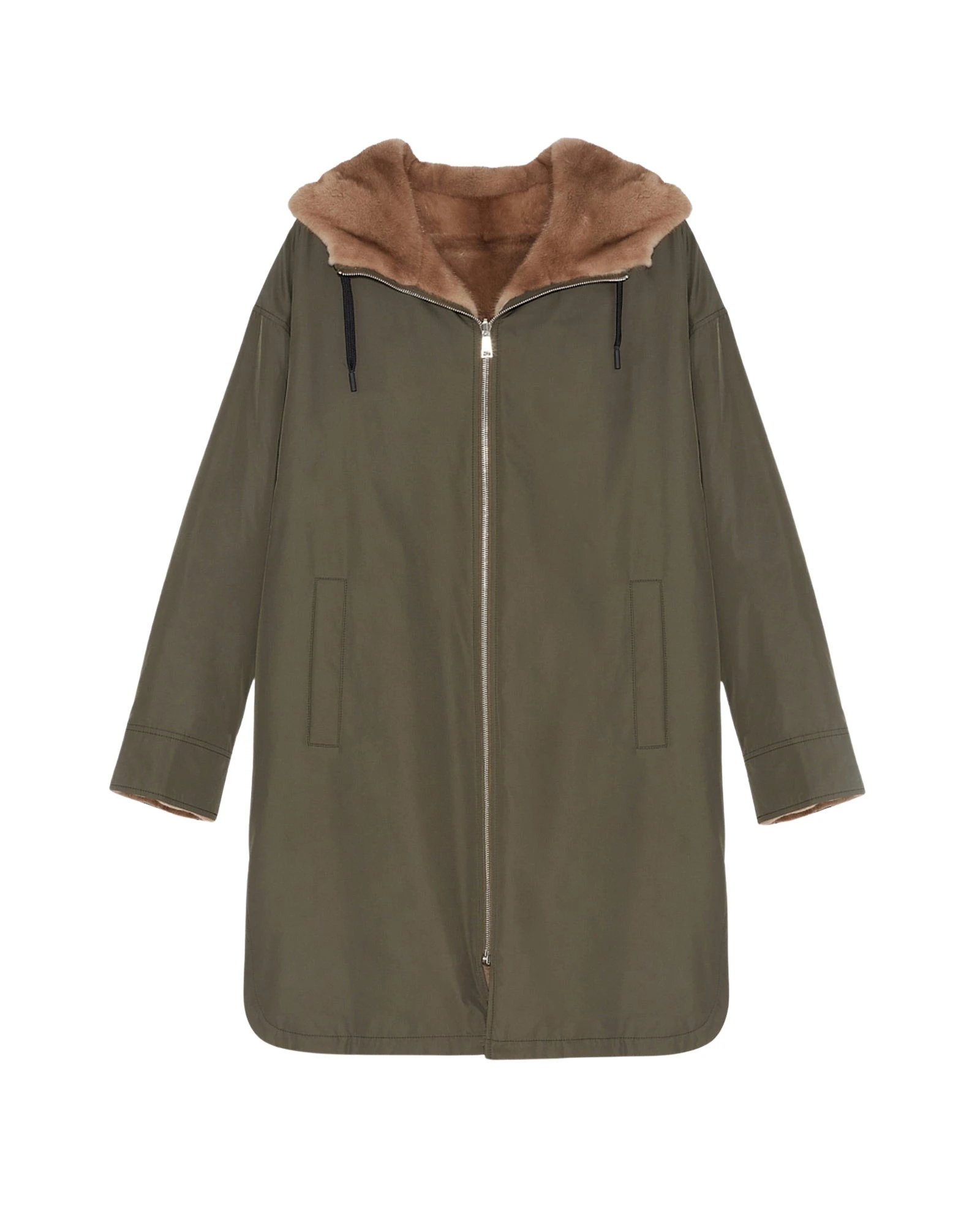 Yves-Salomon-Long-reversible-coat-in-technical-fabric-and-mink-fur-653574_nobg Woman wearing Yves Salomon shearling fur coat – luxury outerwear at Luxury Shoes