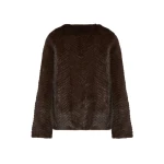 Woman wearing Yves Salomon shearling fur coat – luxury outerwear at Luxury Shoes 