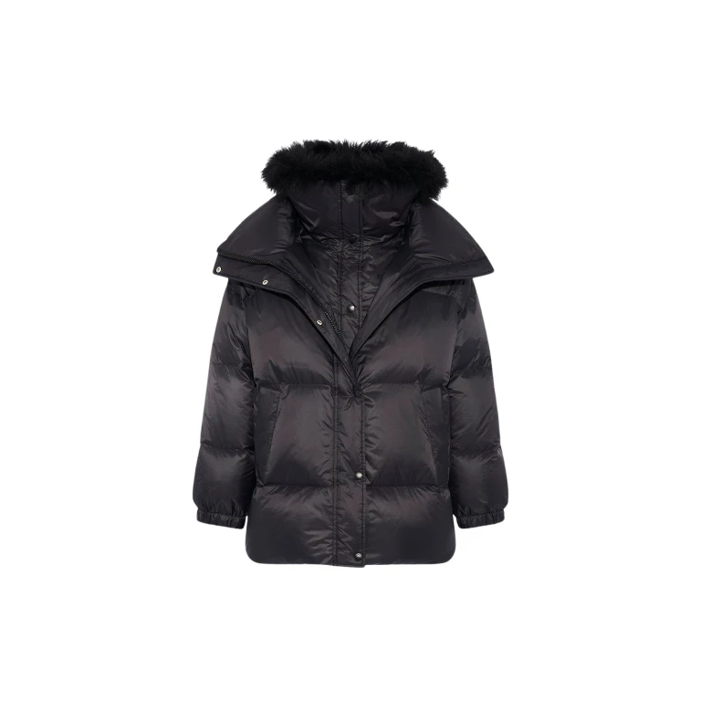 Woman wearing Yves Salomon shearling fur coat – luxury outerwear at Luxury Shoes 