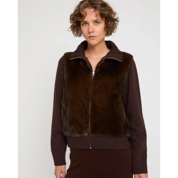 Woman wearing Yves Salomon shearling fur coat – luxury outerwear at Luxury Shoes 