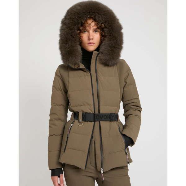 Woman wearing Yves Salomon shearling fur coat – luxury outerwear at Luxury Shoes 