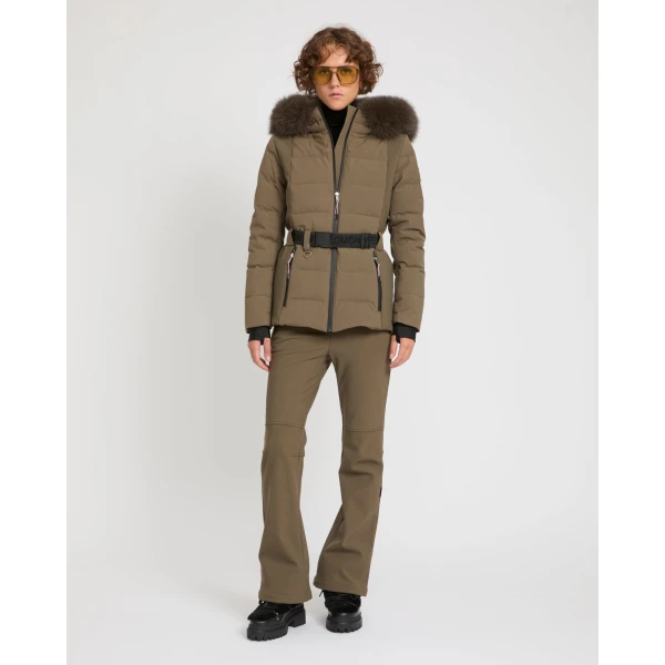 Woman wearing Yves Salomon shearling fur coat – luxury outerwear at Luxury Shoes 