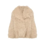 Woman wearing Yves Salomon shearling fur coat – luxury outerwear at Luxury Shoes 