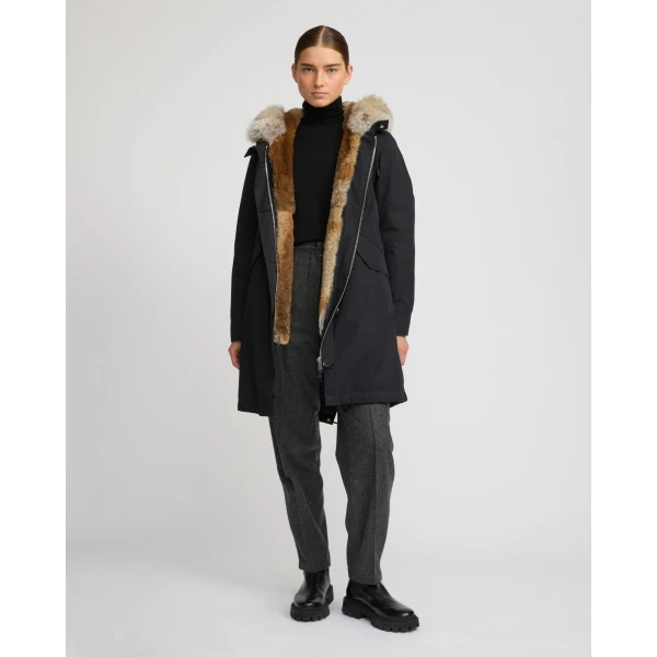 Woman wearing Yves Salomon shearling fur coat – luxury outerwear at Luxury Shoes 