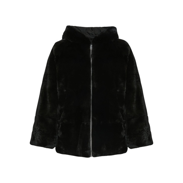 Woman wearing Yves Salomon shearling fur coat – luxury outerwear at Luxury Shoes 