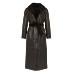 Woman wearing Yves Salomon shearling fur coat – luxury outerwear at Luxury Shoes 