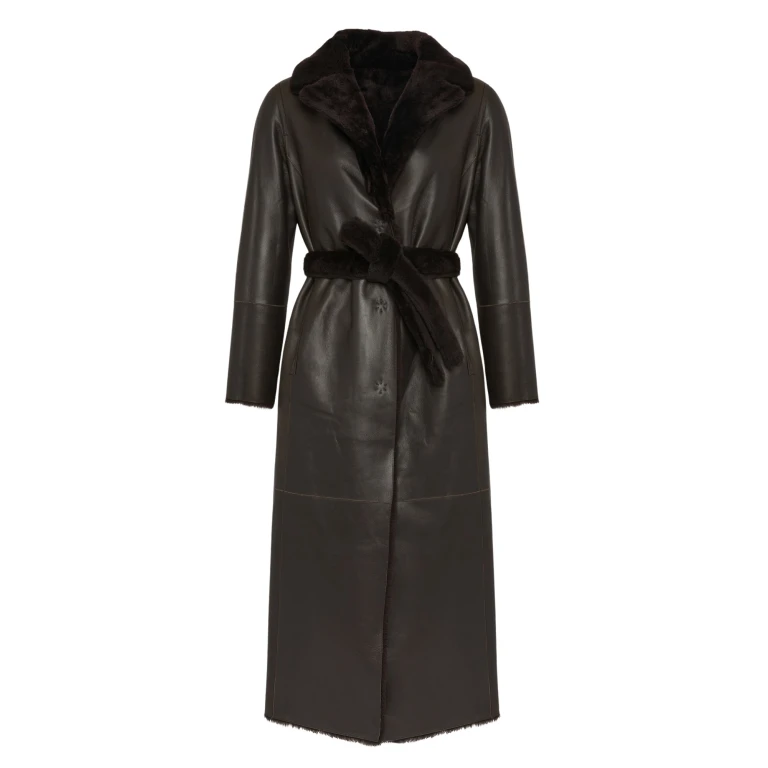Woman wearing Yves Salomon shearling fur coat – luxury outerwear at Luxury Shoes 