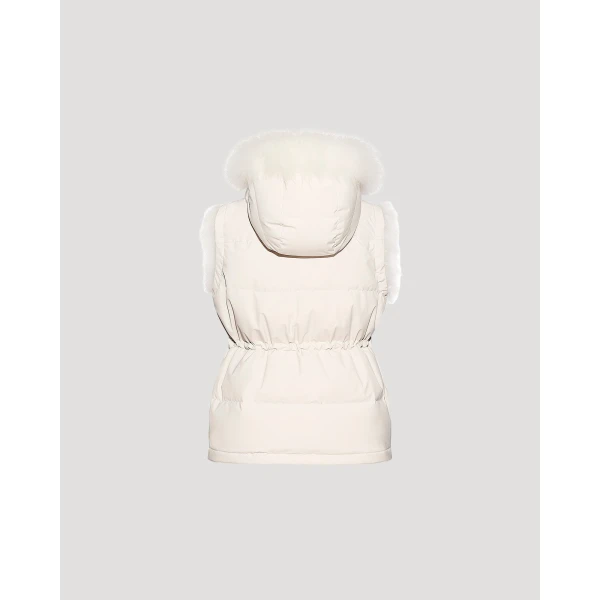Woman wearing Yves Salomon shearling fur coat – luxury outerwear at Luxury Shoes 