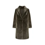 Woman wearing Yves Salomon shearling fur coat – luxury outerwear at Luxury Shoes 