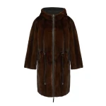 Woman wearing Yves Salomon shearling fur coat – luxury outerwear at Luxury Shoes 