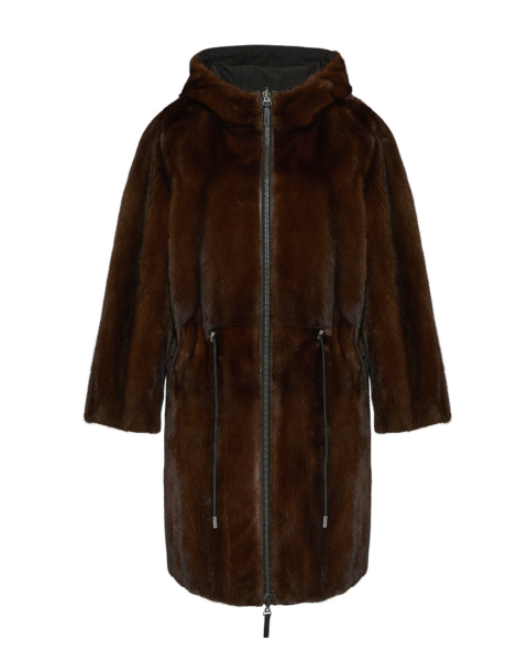 Woman wearing Yves Salomon shearling fur coat – luxury outerwear at Luxury Shoes 