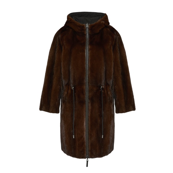 Woman wearing Yves Salomon shearling fur coat – luxury outerwear at Luxury Shoes 