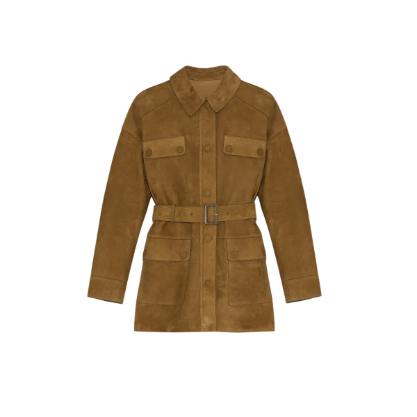 Woman wearing Yves Salomon shearling fur coat – luxury outerwear at Luxury Shoes 