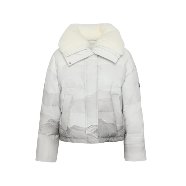 Woman wearing Yves Salomon shearling fur coat – luxury outerwear at Luxury Shoes 
