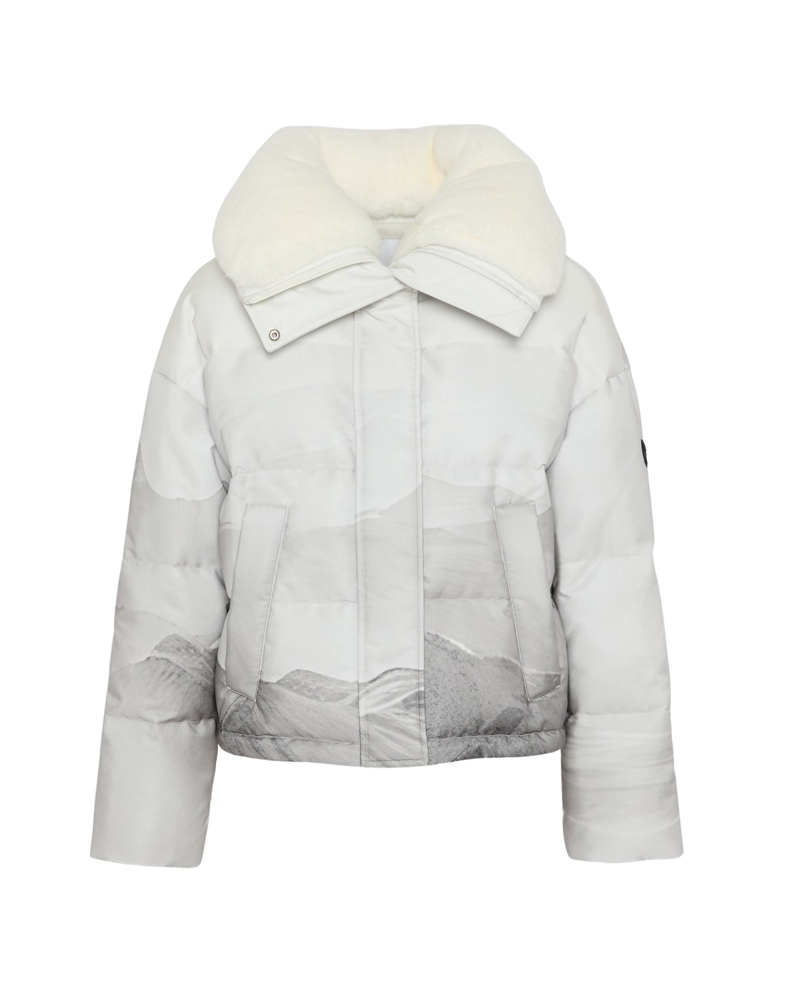 Yves Salomon Short down jacket in waterproof fabric and Rex rabbit fur trim