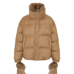 Woman wearing Yves Salomon shearling fur coat – luxury outerwear at Luxury Shoes 